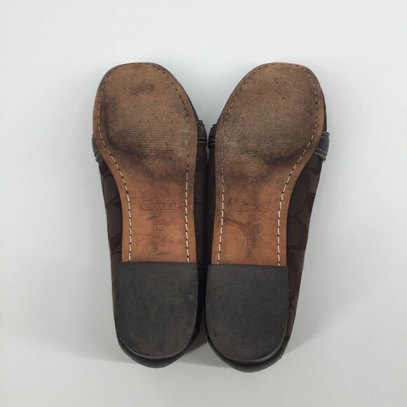 Coach Eve Horsebit Monogram Logo Driver Loafers 6.5 B Womens Brown Gold Slip On - Picture 11 of 11